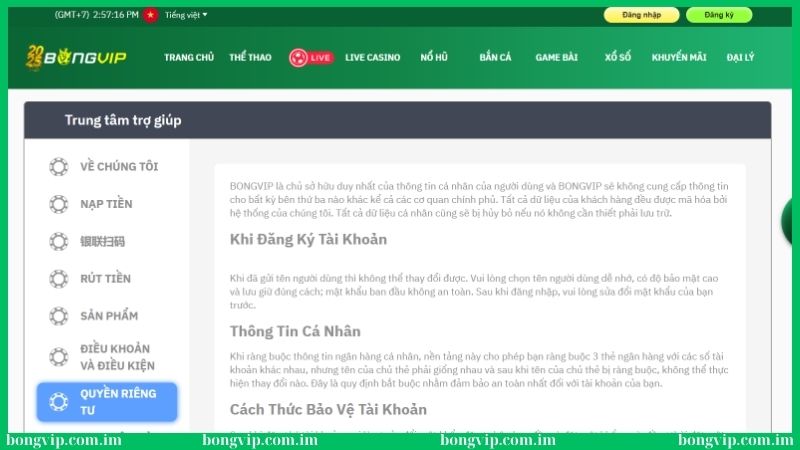 Miễn trừ trách nhiệm Bongvip - Bảo vệ quyền lợi đôi bên 2 Hội viên tại Bongvip có nghĩa vụ tuân thủ điều khoản