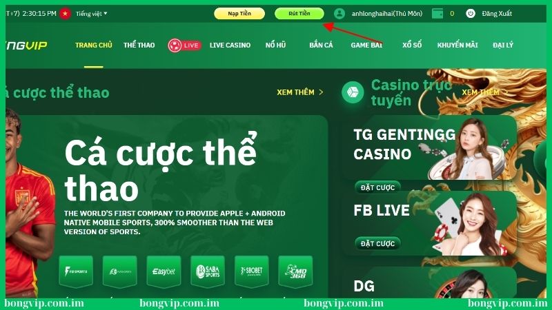 Hướng dẫn từng bước rút tiền tại nhà cái Bongvip